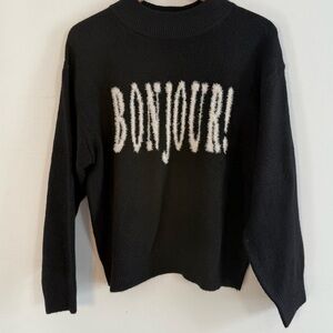 A New Day Black “Bonjour!”Sweater, Size L